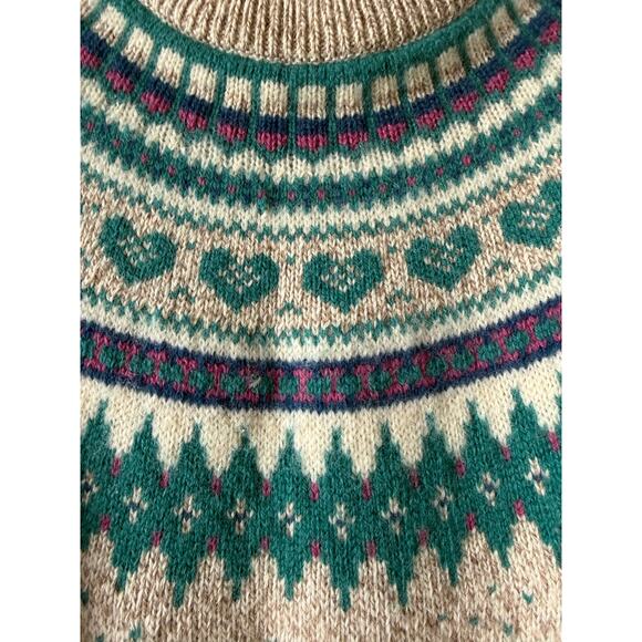 Woolrich Sweaters - Vintage Woolrich Fair Isle Heart Sweater Wool Blend Sz Small Cottagecore Cozy
